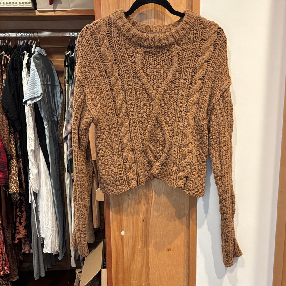 Free People Cable Knit Sweater - Tan